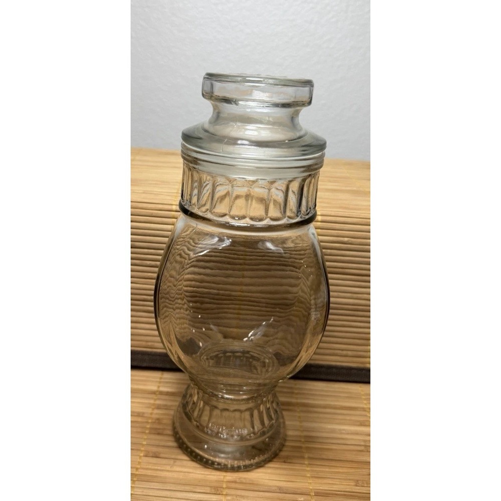 Vintage 1950's Wheaton Glass 9.5" Clear Apothecary Jar with Lid 21B-10